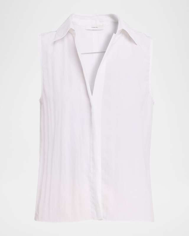 Sleeveless Boxy Button-Front Shirt